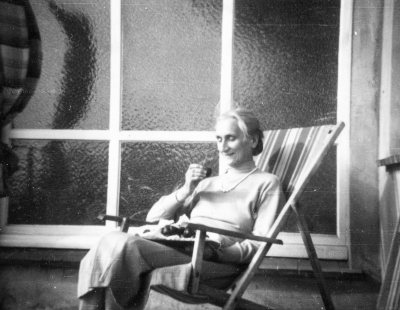 Marie Kegler on the Balcony of our Wesel Apartment