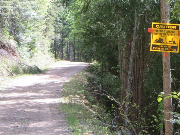 Start of Pin Creek Road with Warning Sign
