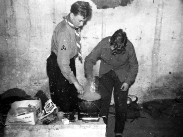 Hans and a Fellow Scout Preparing a Meal for the Clan