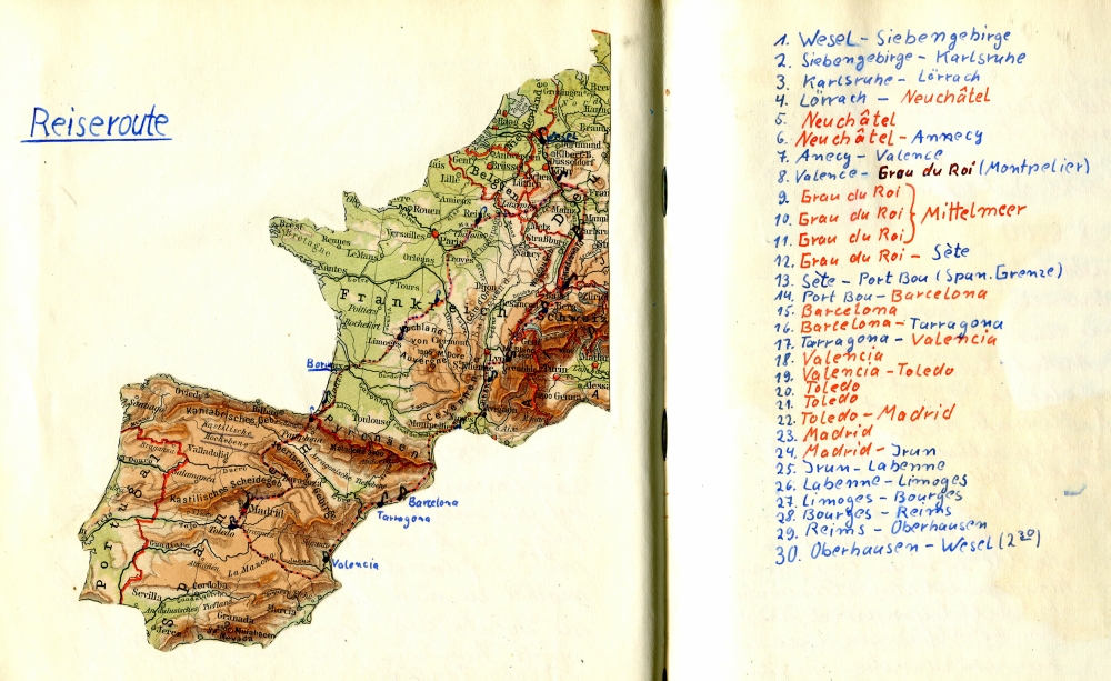 The Itinerary of our Trip to Spain 1960