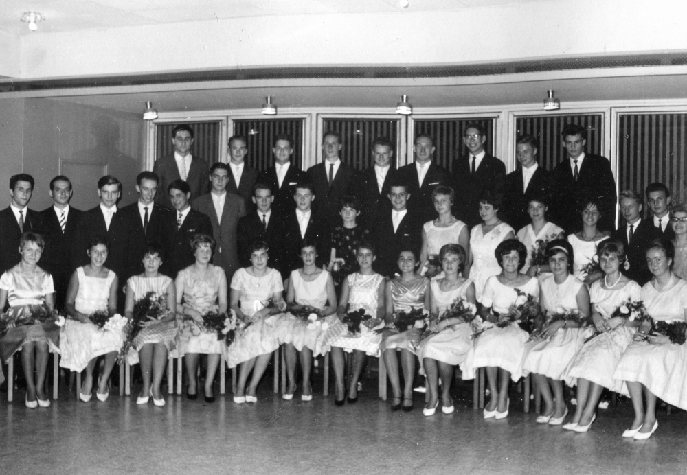 Dance Graduation Class at Wesel - Peter in the Upper Row on the Far Left - 1962