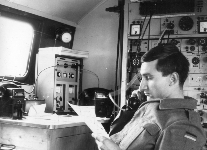 Peter at work at his 'home' packed with electronic gear